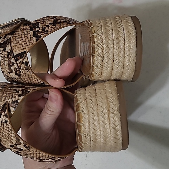 Circus by Sam Edelman Brown Snake Print Platform Sandals size 8 - Picture 9 of 12